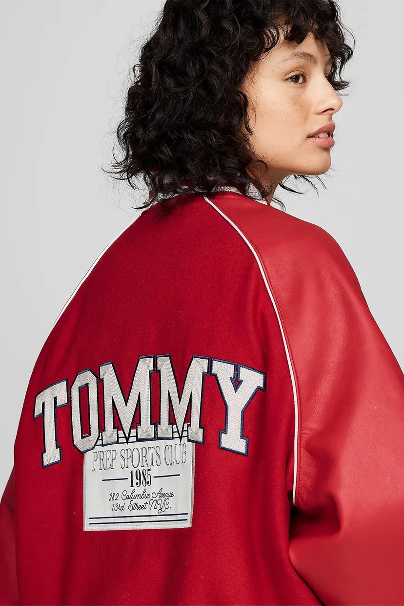 Червоний вовняний бомбер TJCU WOOL VARSITY JACKET (унісекс) 7