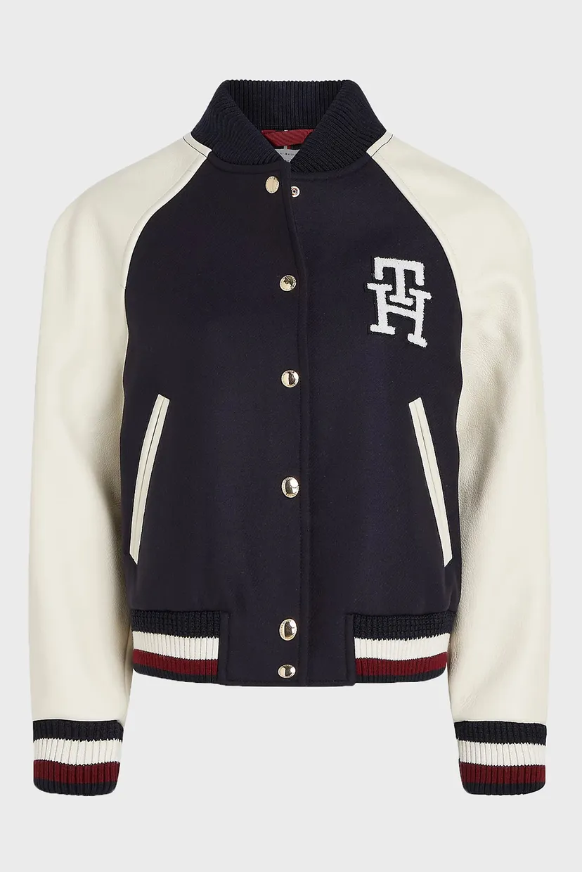 Жіночий темно-синій вовняний бомбер IMD LEATHER WOOL BLEND BOMBER 5