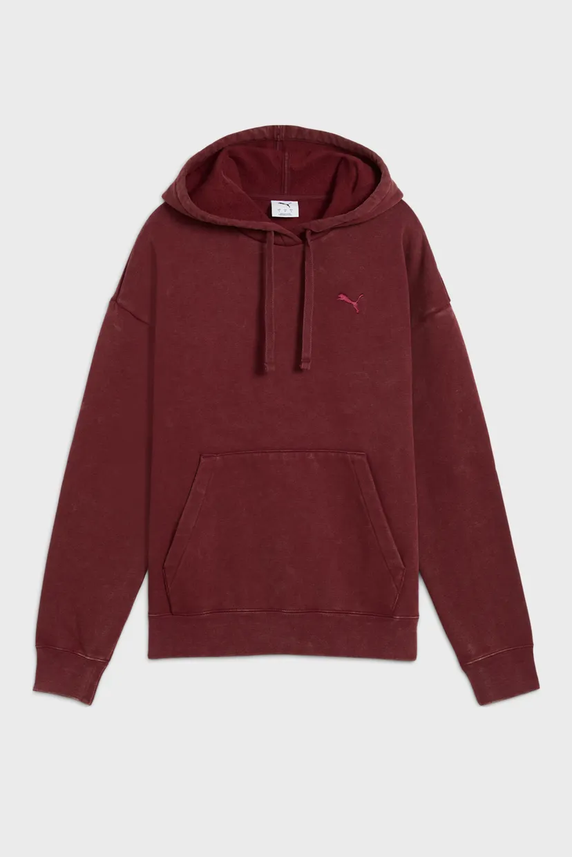 Женское бордовое худи Essentials Elevated Relaxed Wash Hoodie Women 4