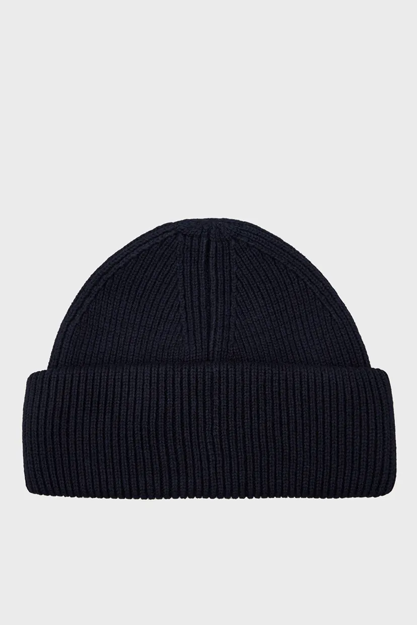 Мужская темно-синяя шапка RIBBED BEANIE 3