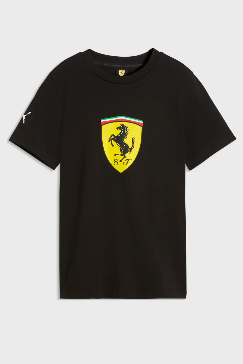 Детская черная футболка Scuderia Ferrari Coloured Shield Tee Youth 4