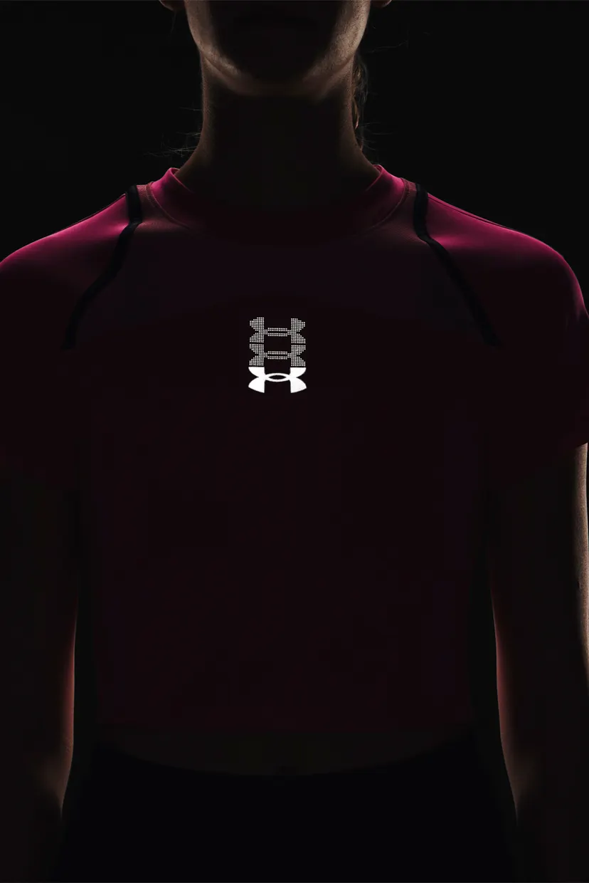 Женский розовый топ UA Run Anywhere Crop SS 5