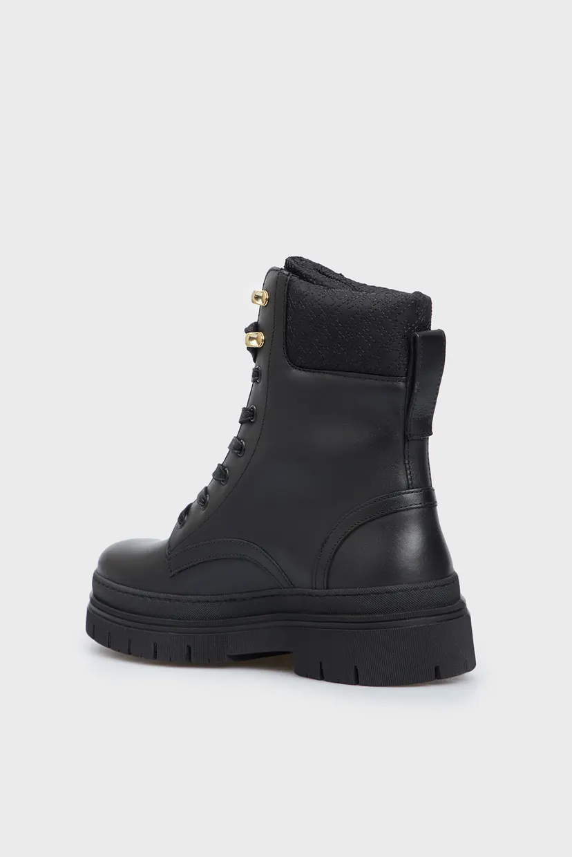 Жіночі чорні шкіряні черевики CLEATED LACE-UP LTHR MIX MONO TL 4