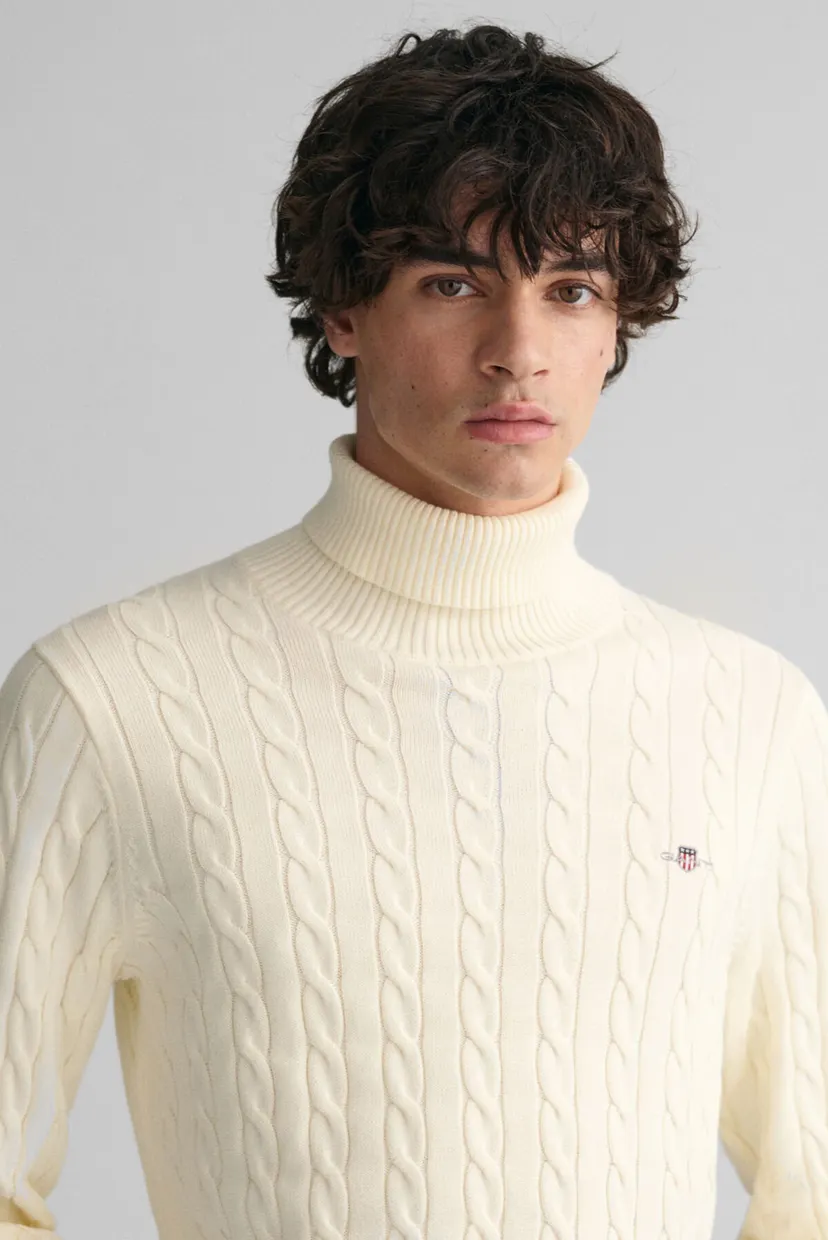 Чоловічий білий гольф COTTON CABLE TURTLE NECK 4