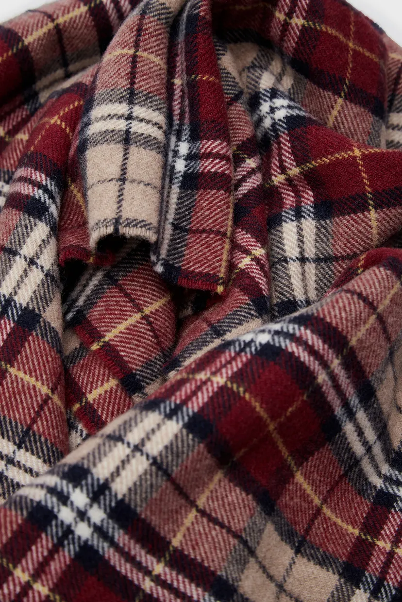 Чоловічий бордовий картатий вовняний шарф MULTI CHECK SCARF 3