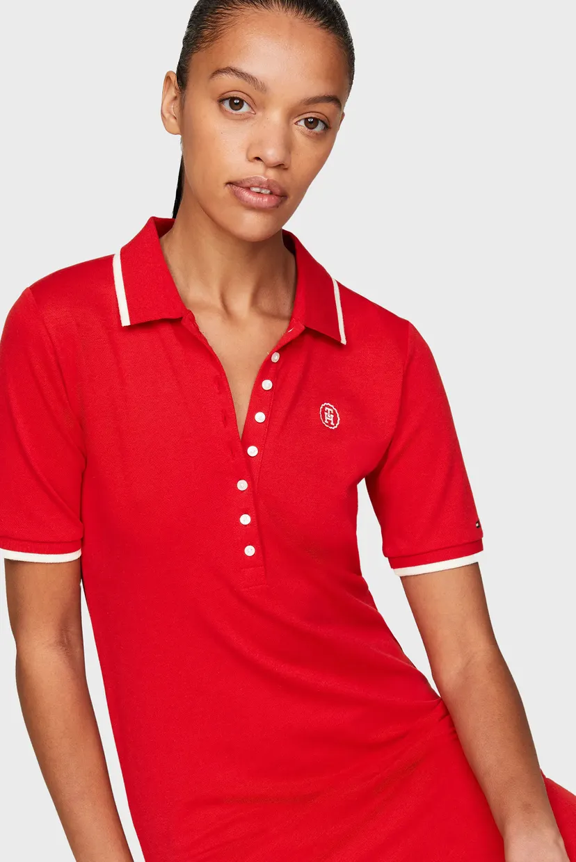Женское красное платье SLIM SMD TIPP LYCLL POLO DRES SS Tommy