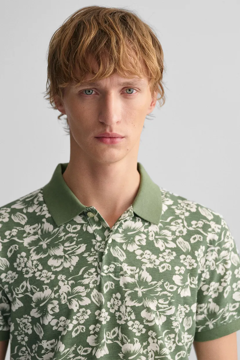 Чоловіче зелене поло з візерунком FLORAL PRINT SS PIQUE 4