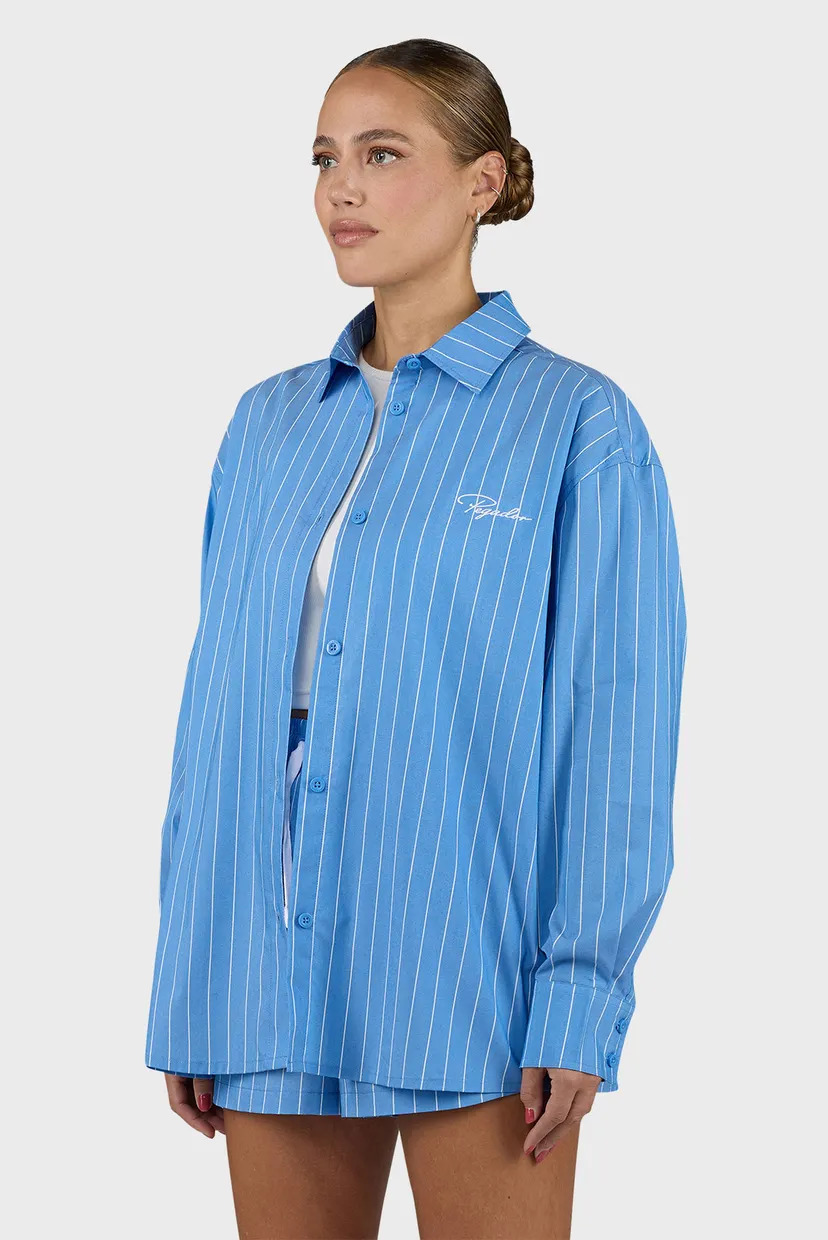 Жіноча блакитна сорочка у смужку Monro Oversized Blouse 3