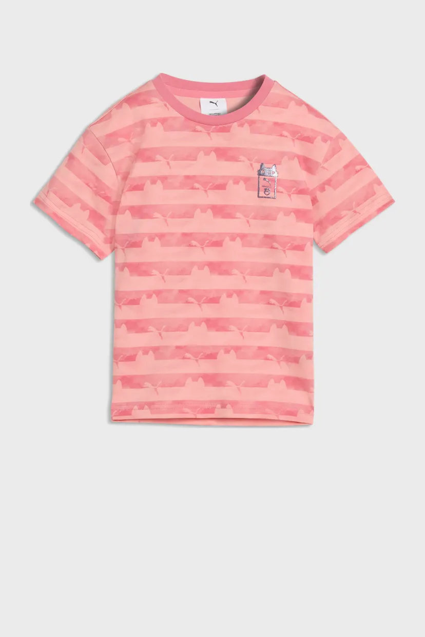 Детская розовая футболка в полоску PUMA x GABBY'S DOLLHOUSE Relaxed Printed Tee Kids 4