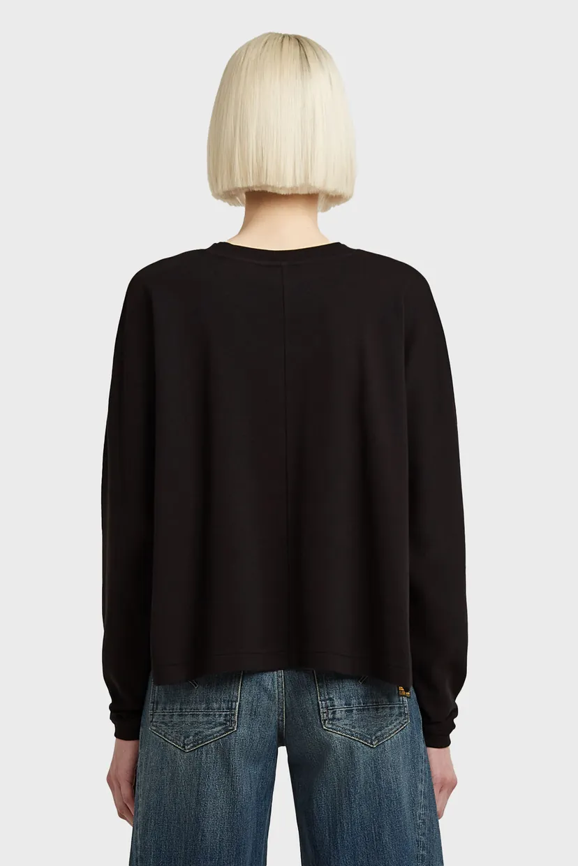 Жіночий чорний лонгслів A line oversized 3
