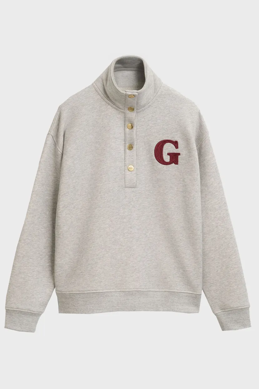 Жіноча світло-сіра спортивна кофта G BADGE HALF BUTTON UP 5
