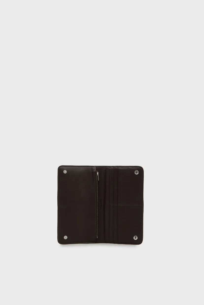 Жіночий темно-коричневий гаманець WOVEN PASSPORT LONGFOLD 4