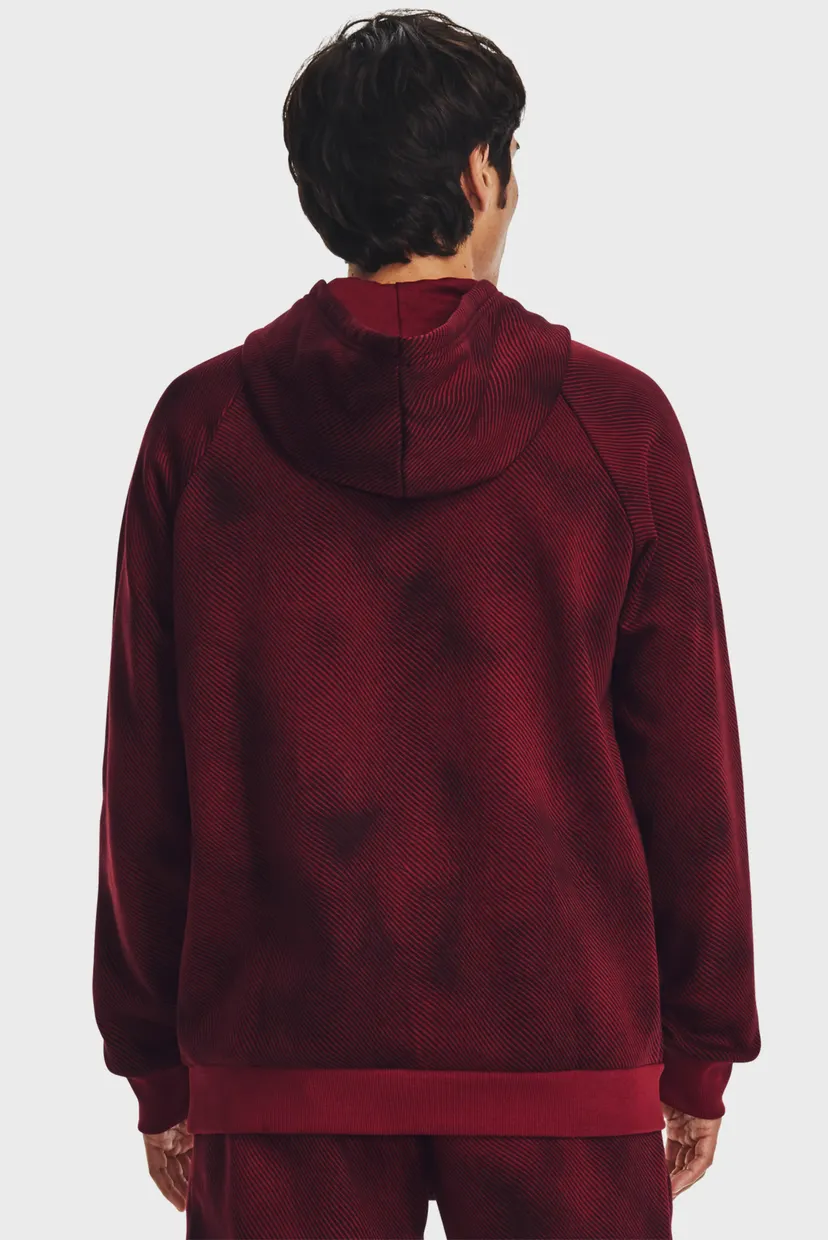 Мужское бордовое худи UA Rival Fleece Printed HD 3