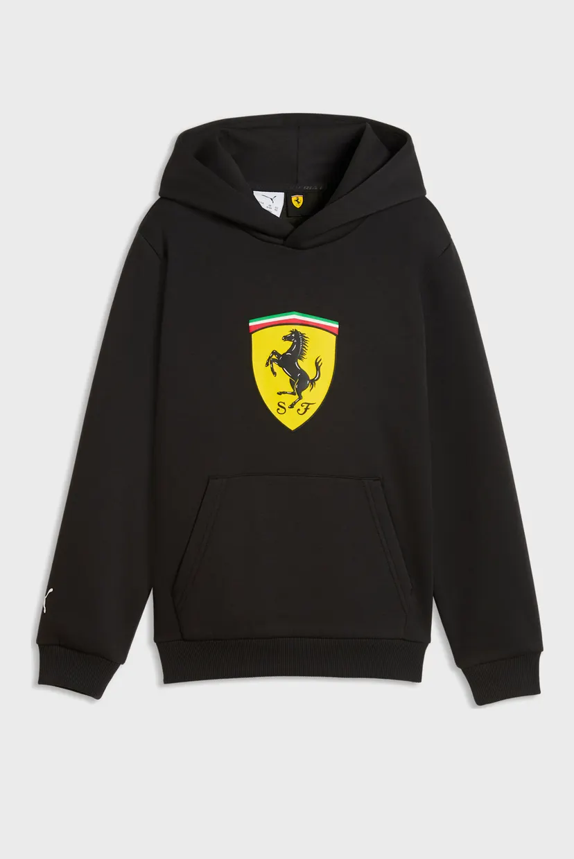 Детское черное худи Scuderia Ferrari Coloured Shield Fleece Hoodie Youth 4