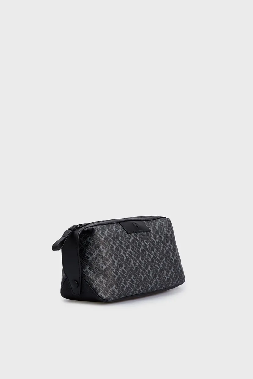 Чоловічий чорний несесер з візерунком TH MONOGRAM WASHBAG 3