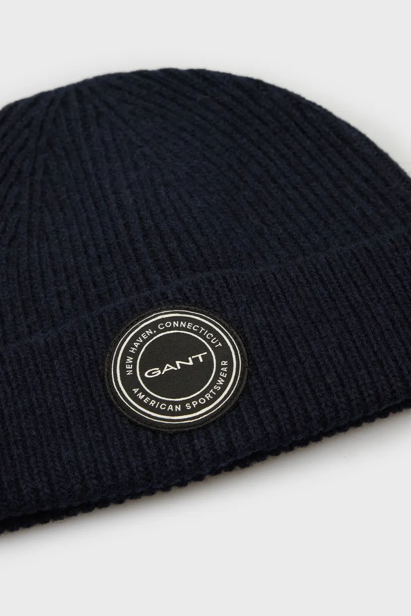 Чоловіча темно-синя вовняна шапка WOOL KNITTED BEANIE 4