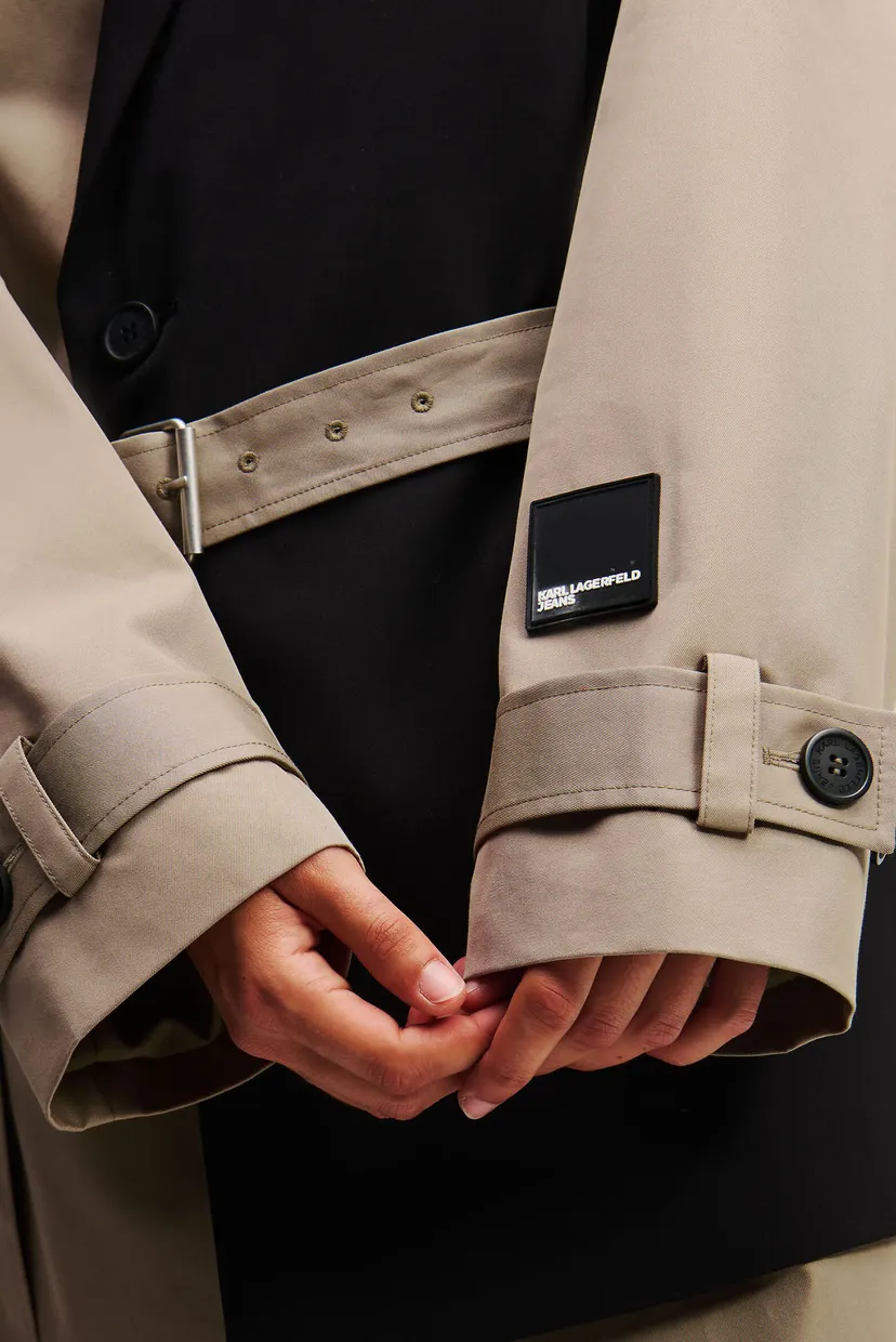 Жіночий коричневий тренч KLJ MIXED MATERIAL TRENCH 4
