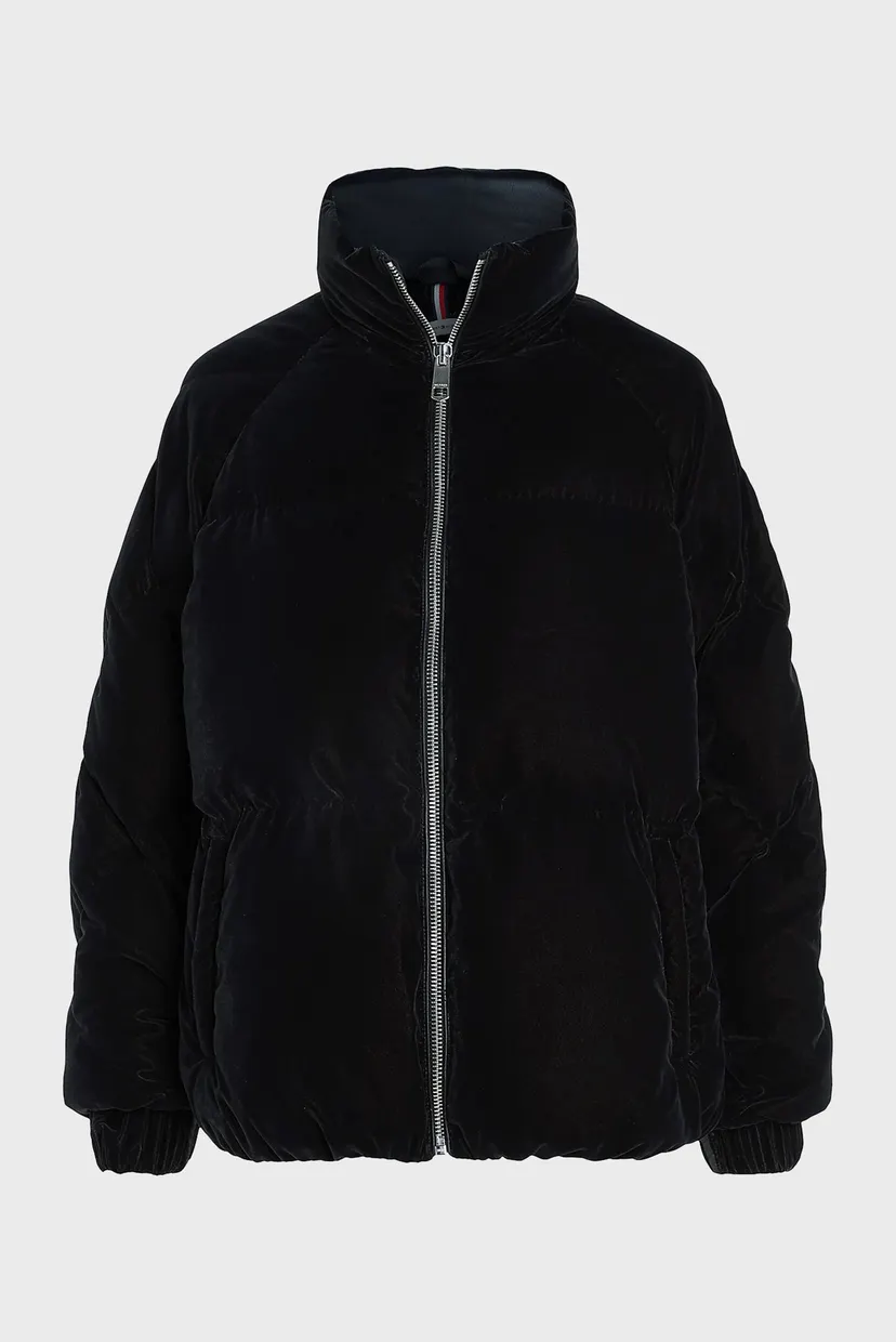 Женский черный бархатный пуховик MODERN WAISTED VELVET DOWN JKT 6