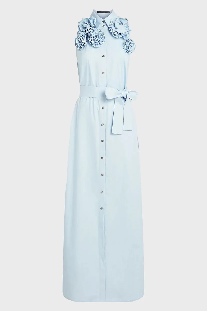 Жіноча блакитна сукня FLOWER SHIRT DRESS 5