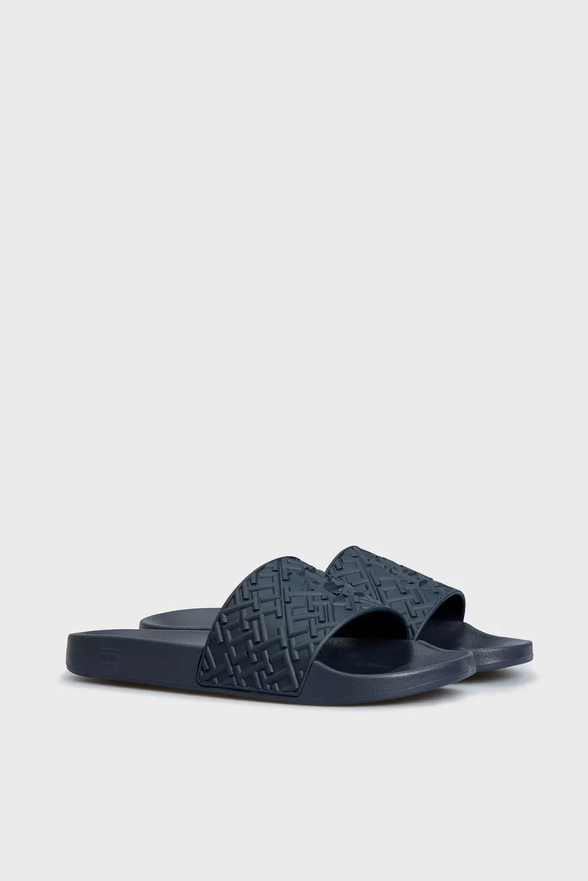 Чоловічі темно-сині слайдери з візерунком RUBBER TH MONOGRAM POOL SLIDE 3