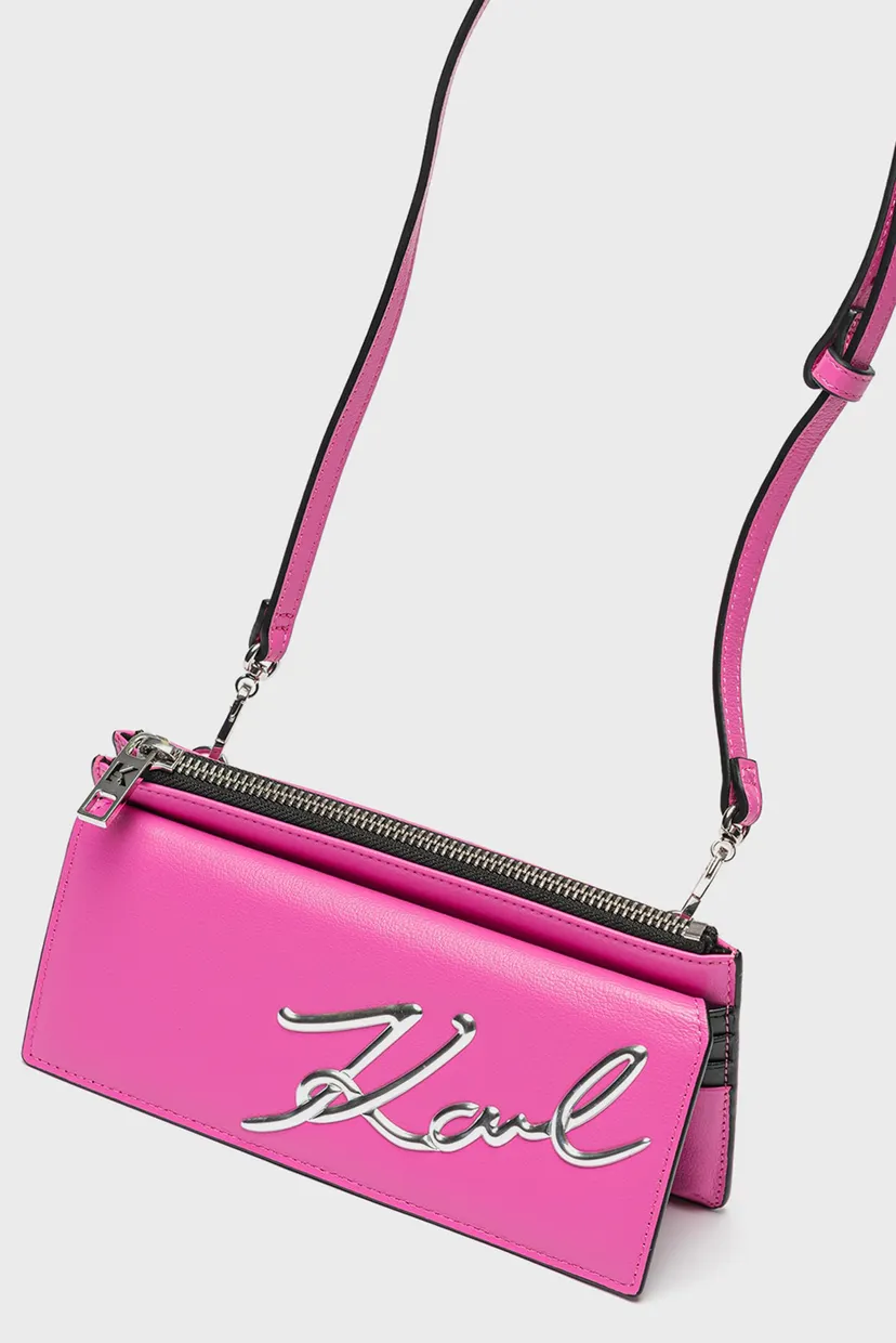 Женская розовая кожаная сумка SIGNATURE CROSSBODY 4