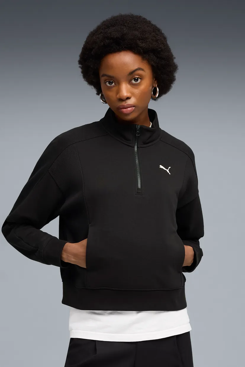 Женская черная спортивная кофта PUMA Class Relaxed Half-Zip