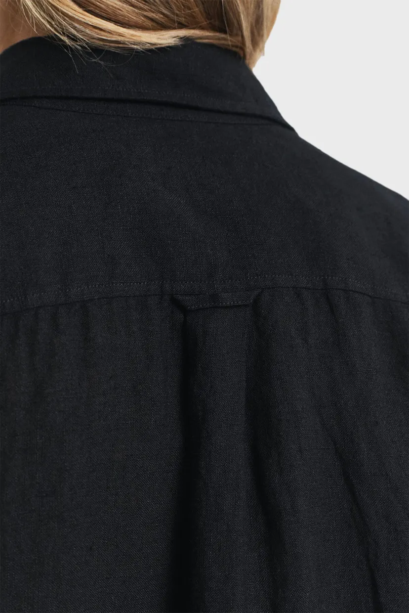 Жіноча чорна лляна сорочка REL LINEN SHIRT 5