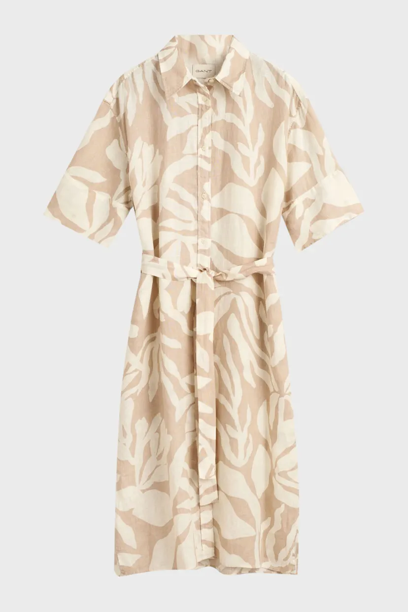 Жіноча бежева лляна сукня з візерунком REL PALM PRINT LINEN 9