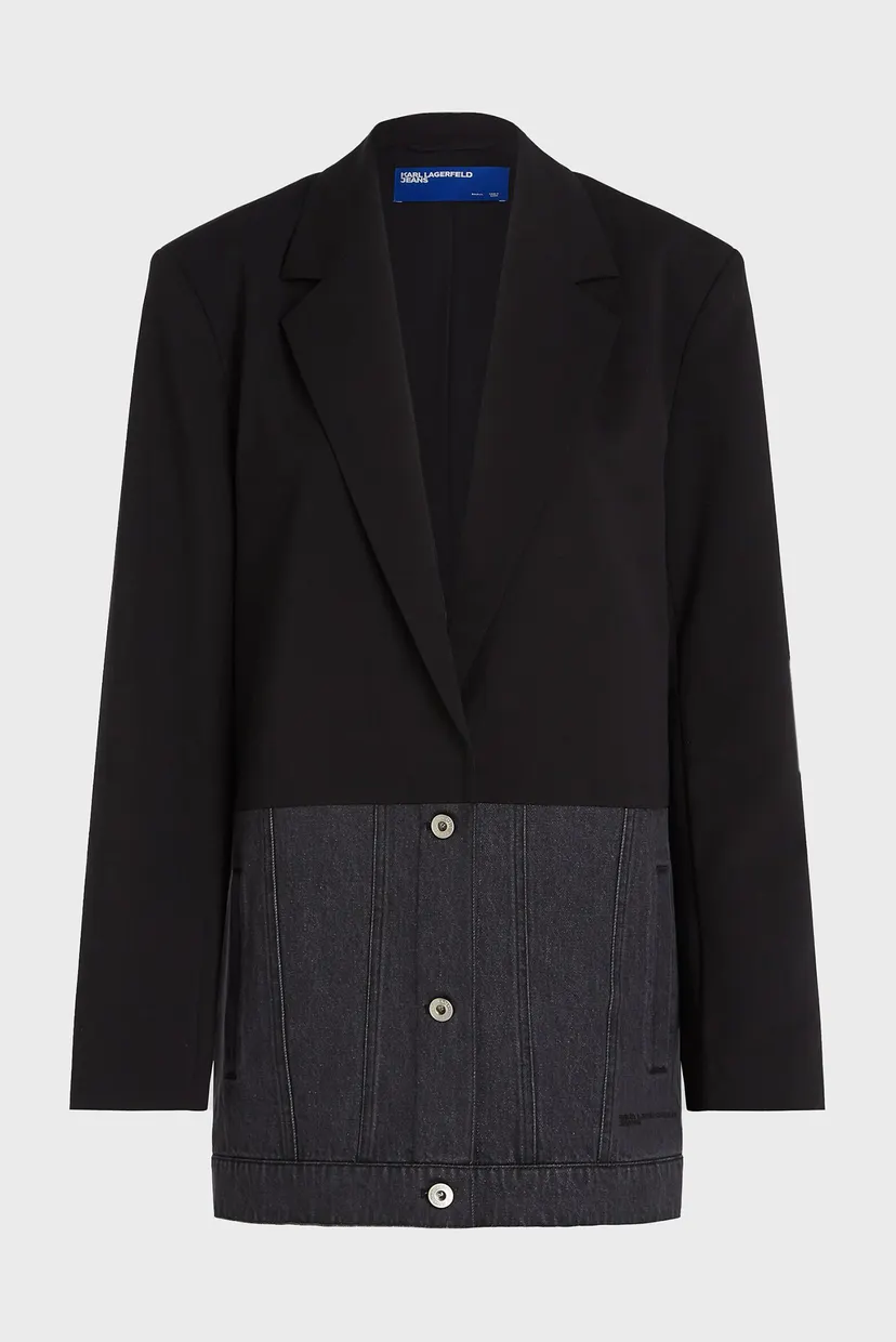 Жіночий чорний жакет KLJ MIXED MATERIAL BLAZER 5