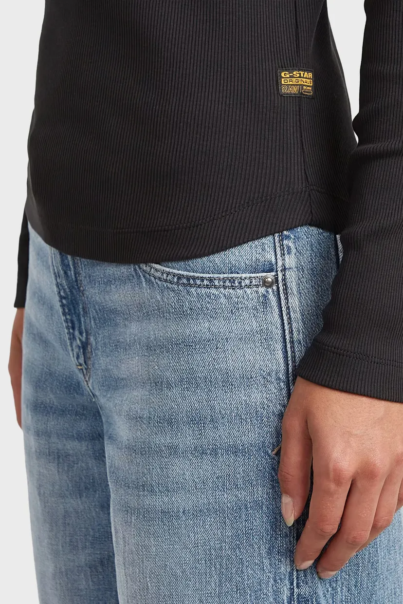 Женский черный лонгслив Henley 4