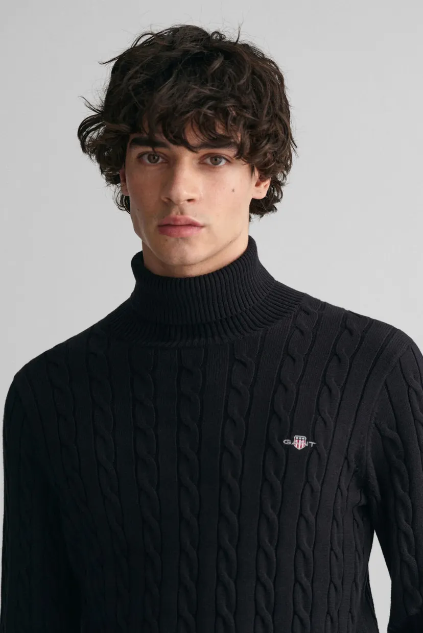 Чоловічий чорний гольф COTTON CABLE TURTLE NECK 4