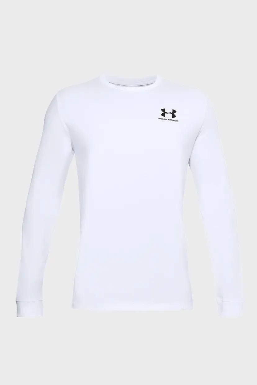 Чоловічий білий лонгслів UA SPORTSTYLE LEFT CHEST LS 5