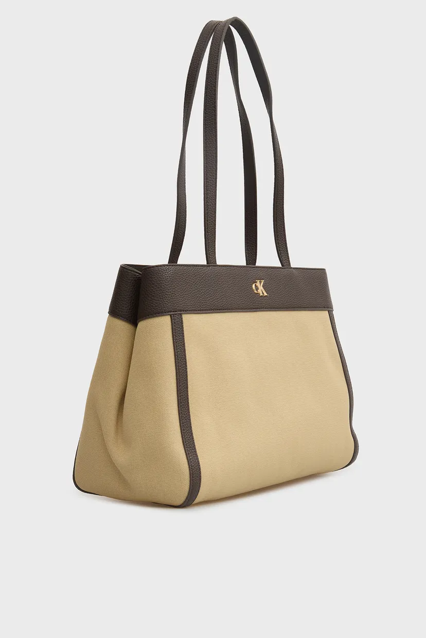 Женская бежевая сумка CK CANVAS MEDIUM TOTE 3