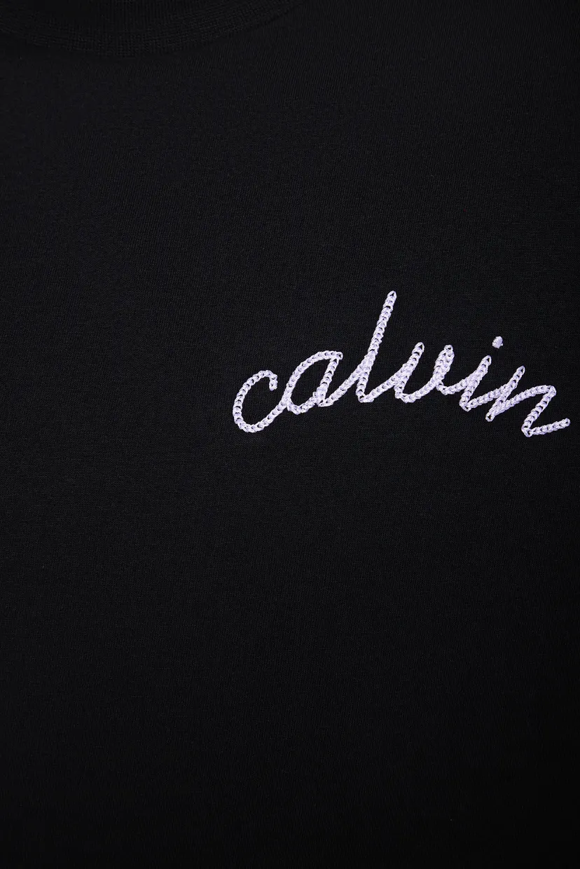 Жіноча чорна футболка LINE EMBROIDERY 3