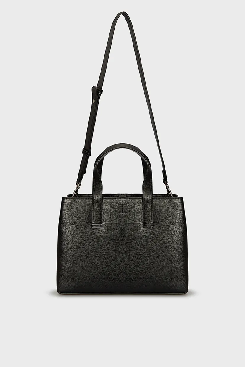 Женская черная сумка CK PLAQUE SMALL TOTE 5