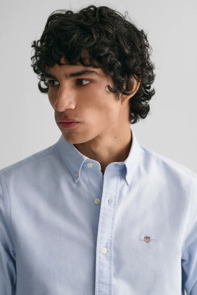 Мужская голубая рубашка SLIM OXFORD SHIRT 4