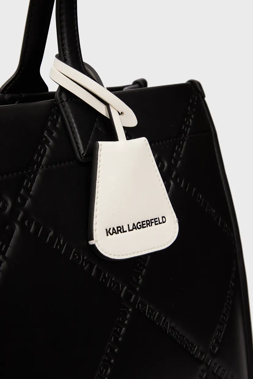 Женская черная сумка с узором K SKUARE LG TOTE EMBOSSED 6