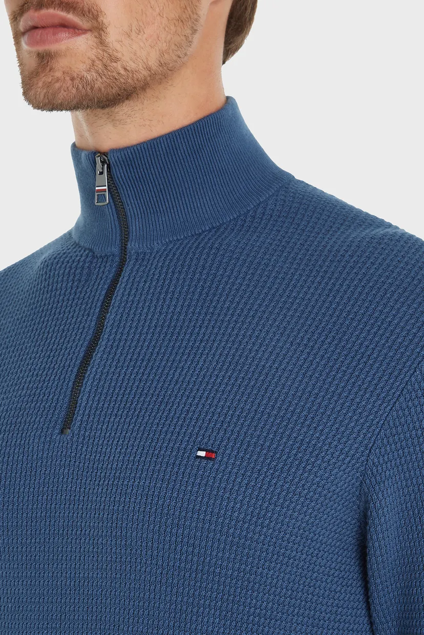 Мужская синяя кофта REFINED STRUCTURE ZIP MOCK 3