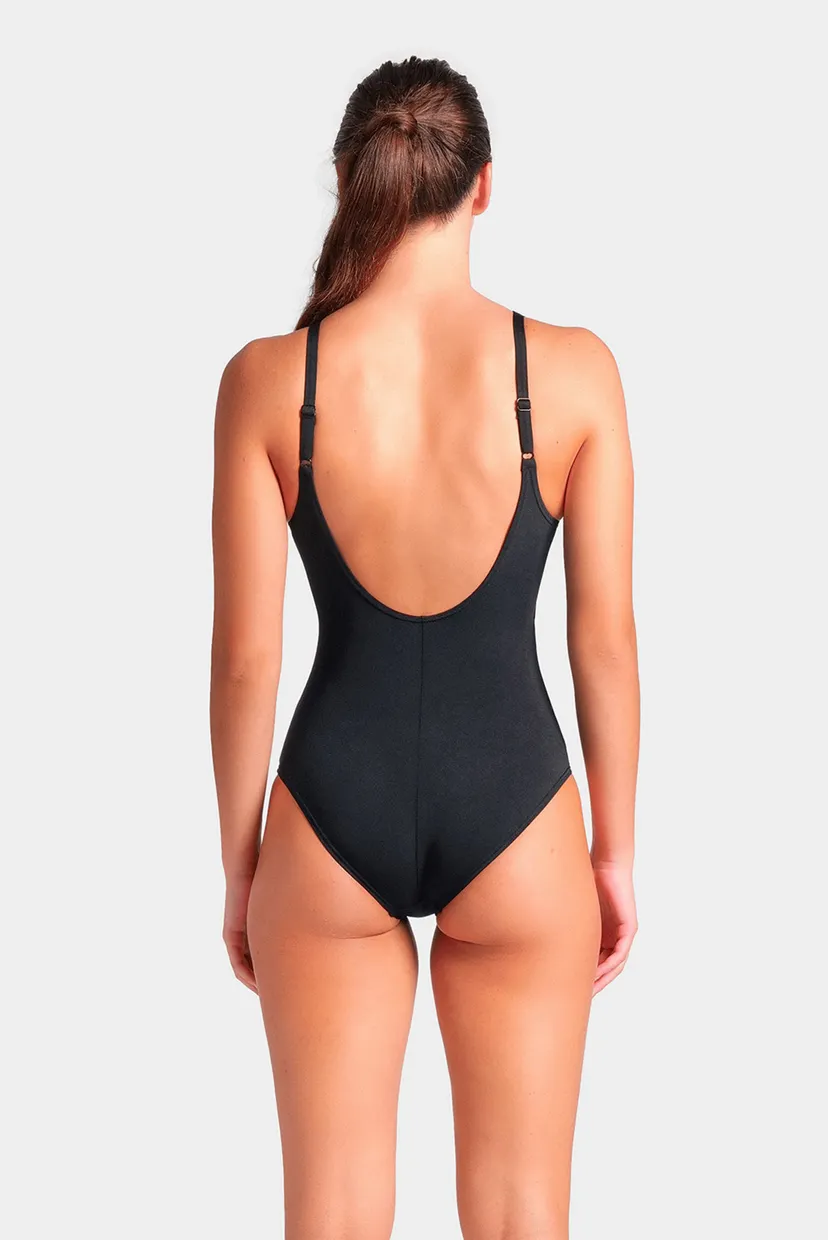 Жіночий чорний купальник з візерунком  RIPPLES SWIMSUIT U BACK B 3