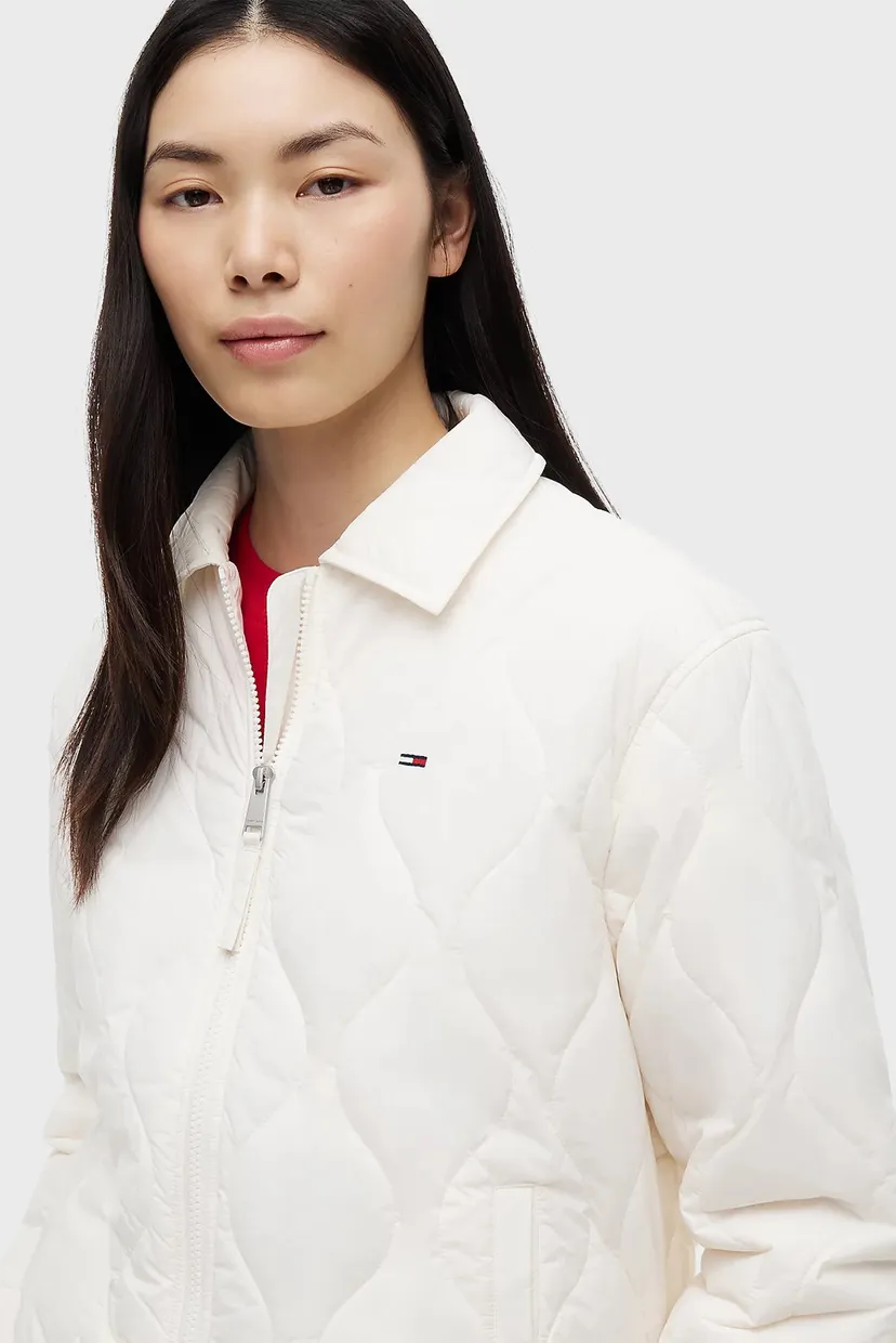 Жіноча біла куртка COACH COLLAR QUILTED JACKET 4