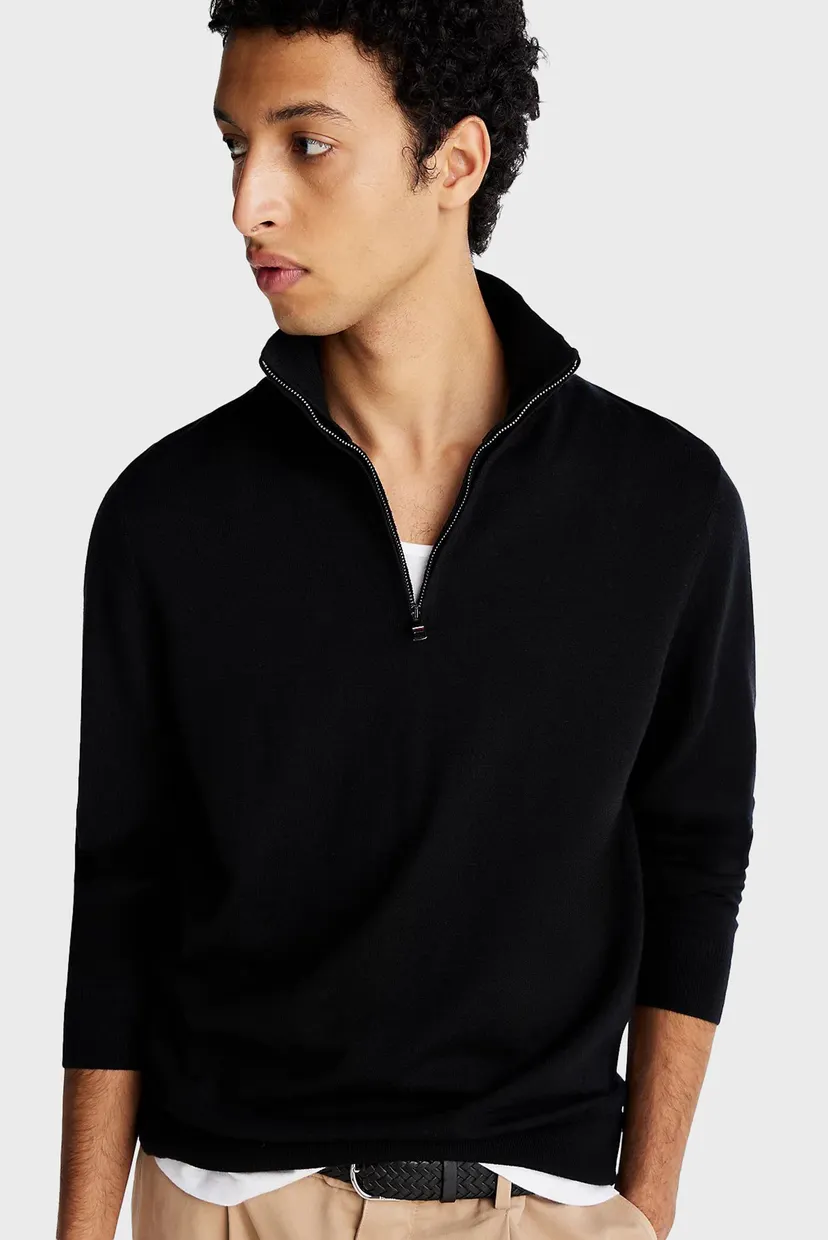 Чоловіча чорна вовняна кофта DC FINE GAUGE MERINO ZIP MOCK 4