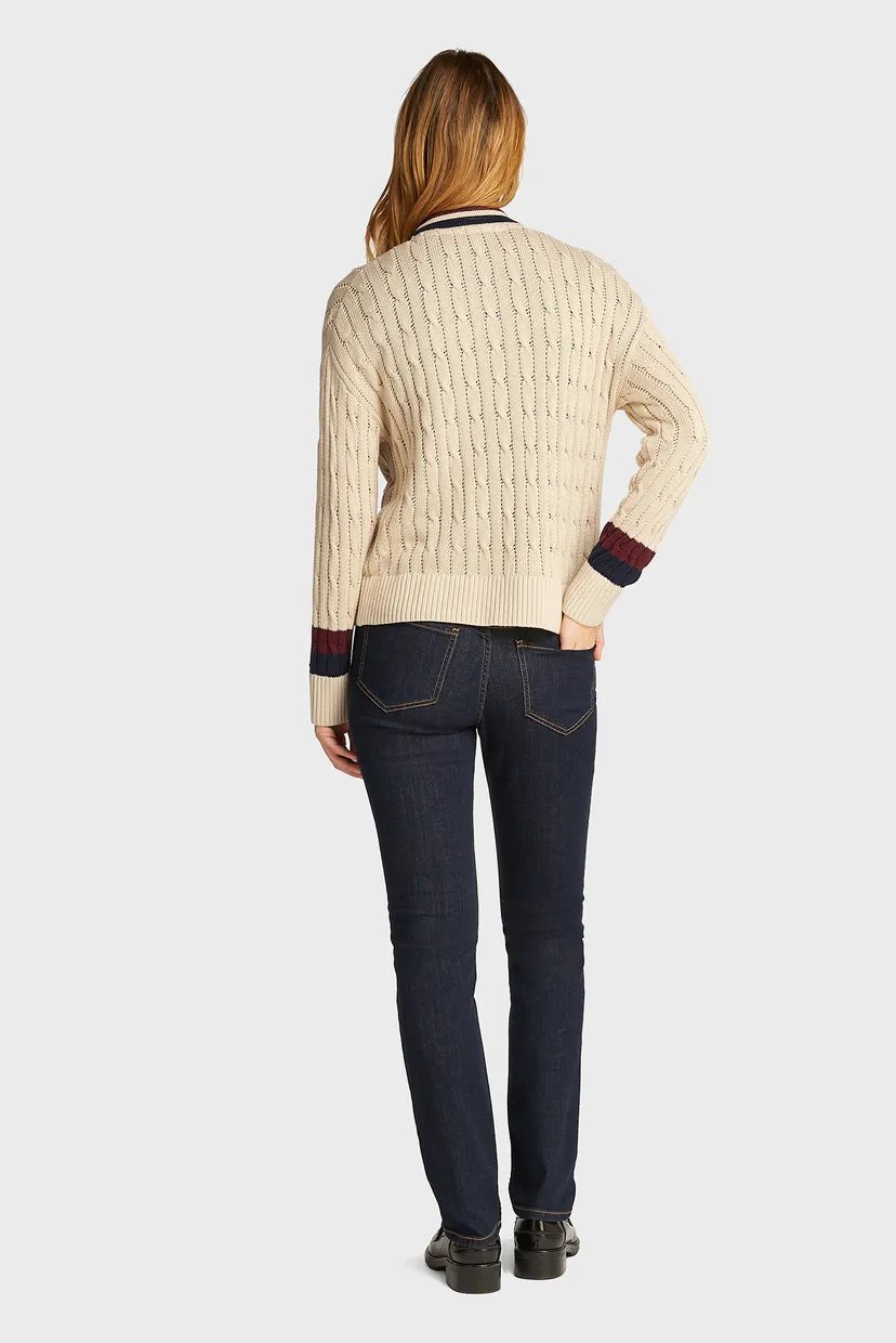 Женский бежевый кардиган VARSITY CABLE CARDI LS V-NK 3