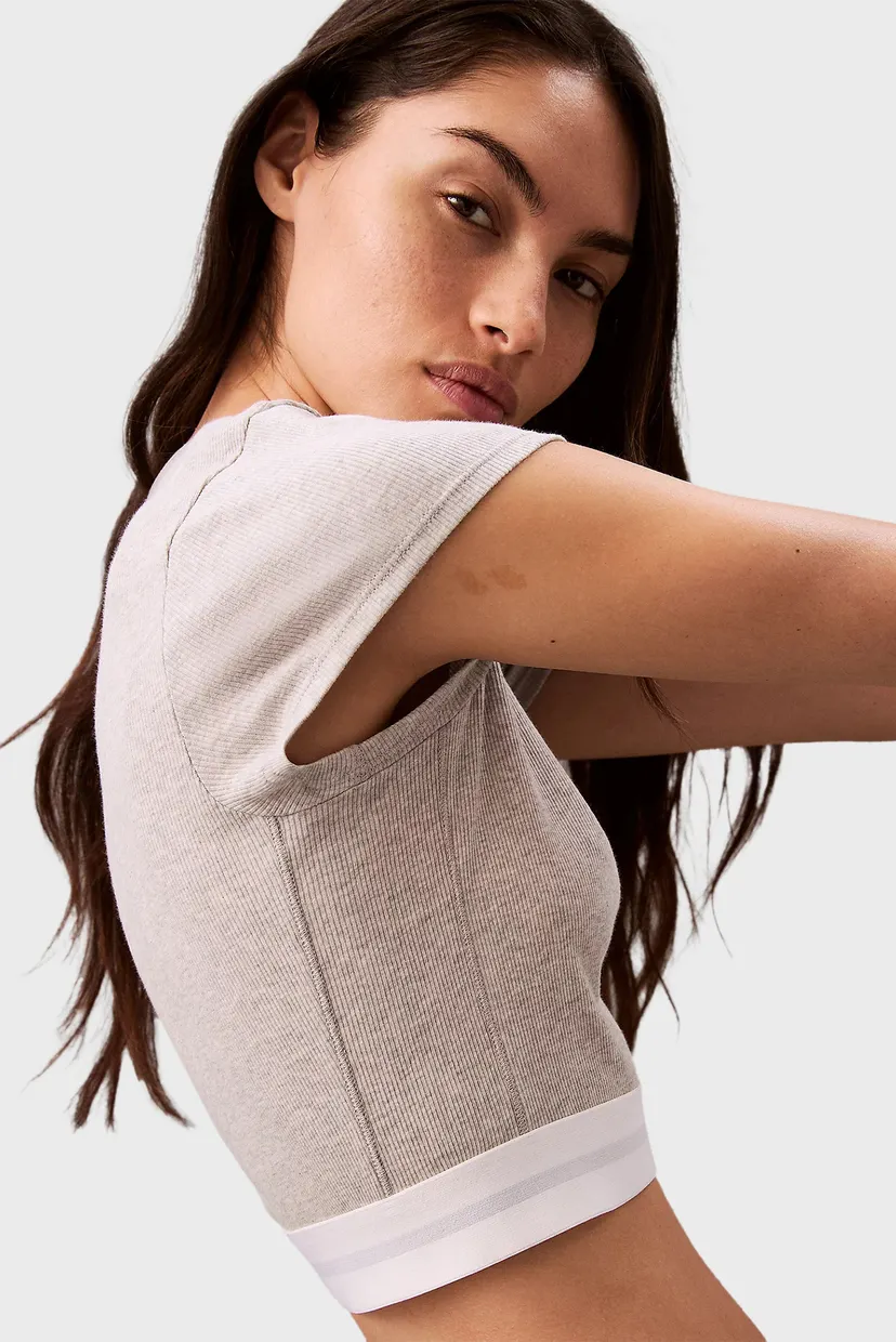 Жіночий сірий топ RIB CROP TEE 4