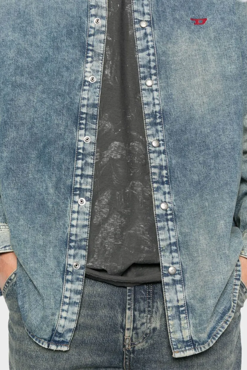 Чоловіча блакитна джинсова сорочка CAMICIA 4