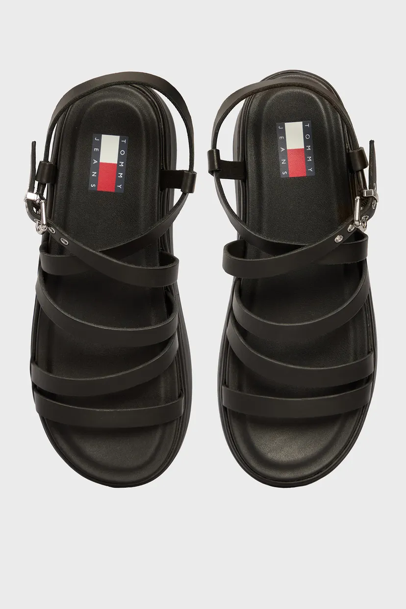 Женские черные кожаные сандалии TJW WEDGY STRAPPY SANDAL 4