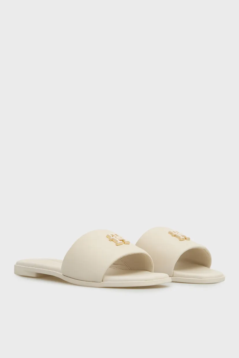 Жіночі білі шкіряні слайдери LOGO HARDWARE MULE 3
