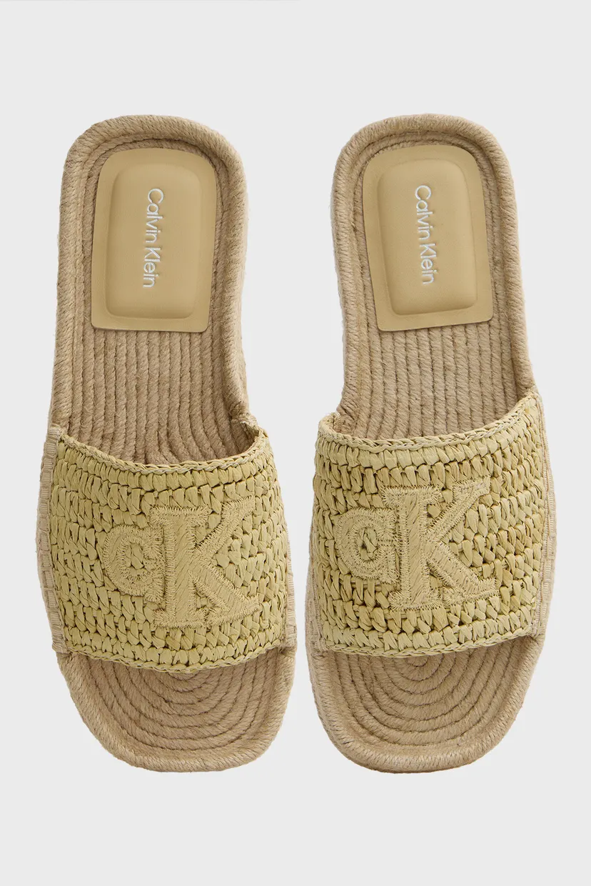 Женские бежевые слайдеры FLATF ESPADRILLE RAFFIA 4