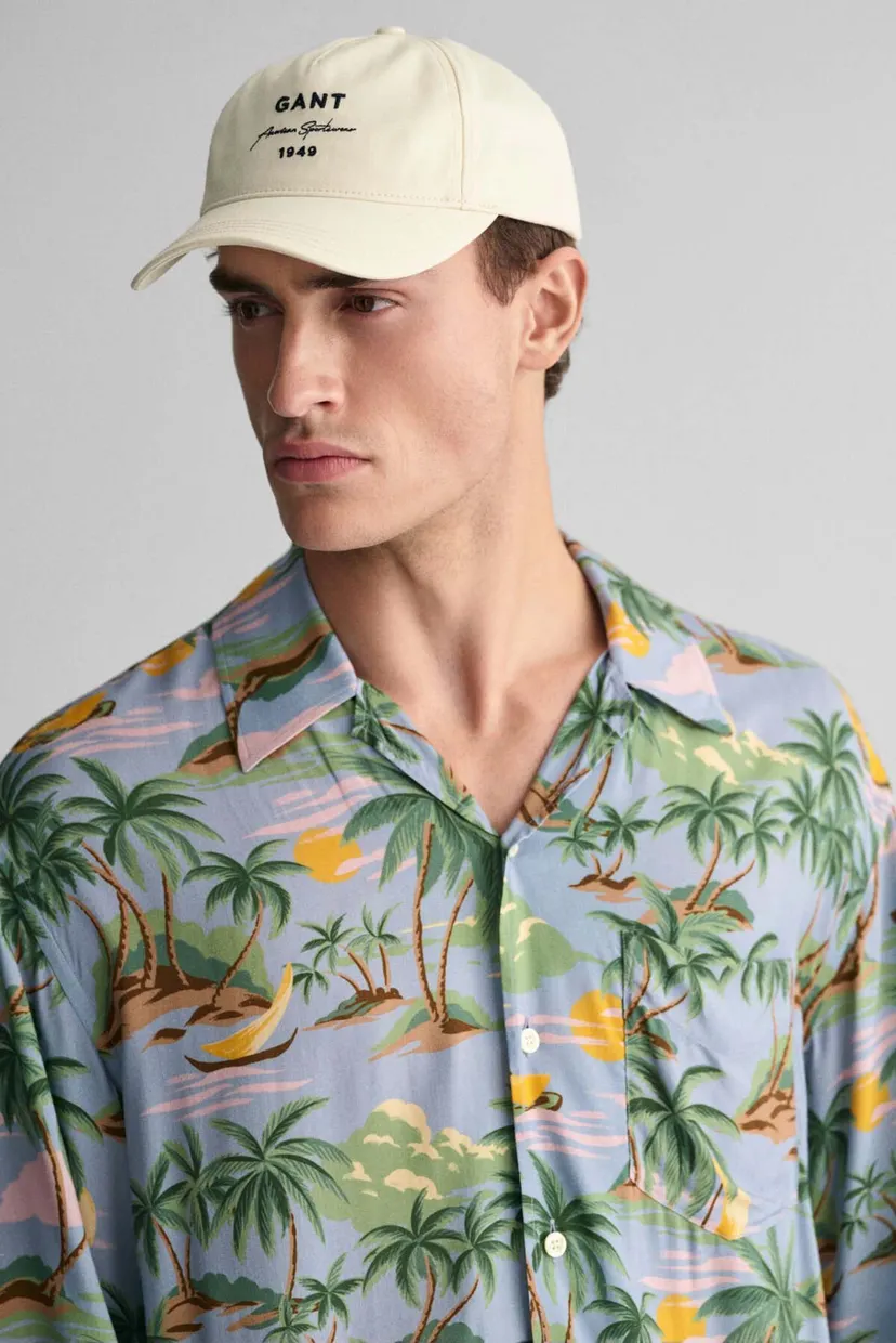 Мужская голубая рубашка с узором REL VISCOSE HAWAII PRINT SS 4