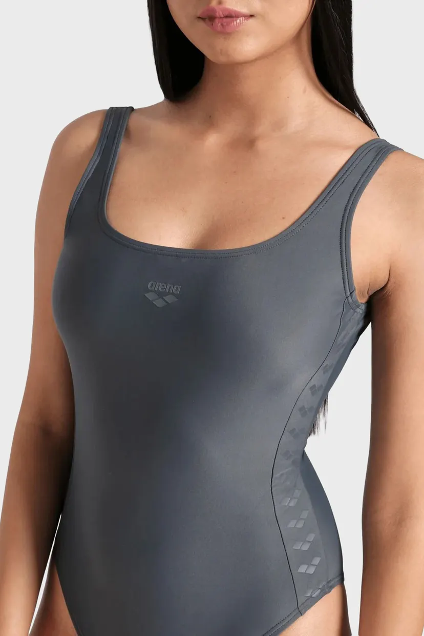 Жіночий сірий купальник TEAM STRIPE SWIMSUIT U BACK 3