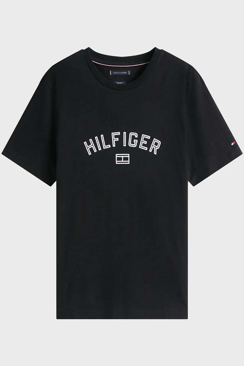 Чоловіча чорна футболка HILFIGER FLOCK 4